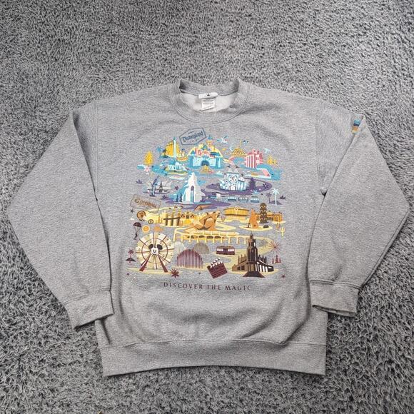 Disneyland Sweater Adult Medium Gray Magic Kingdom Souvenir Resort Fleece Casual - Picture 1 of 6